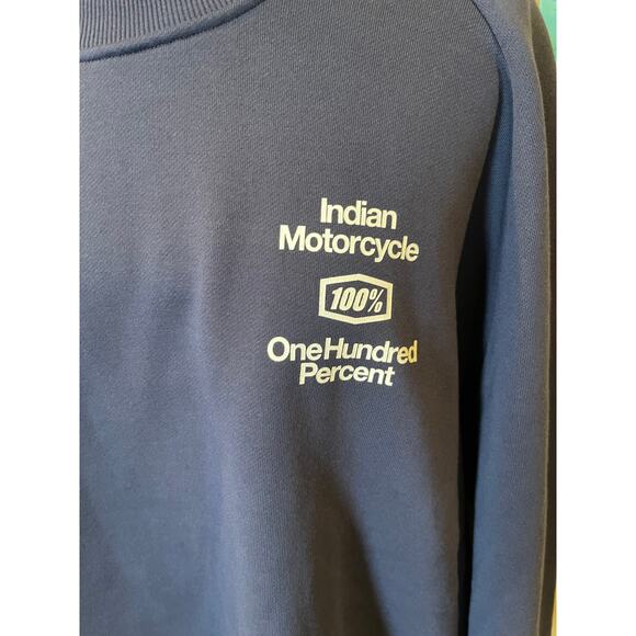 Indian Motorcycle One Hundred Percent Navy Crewneck Sweatshirt 2XL - Picture 4 of 7